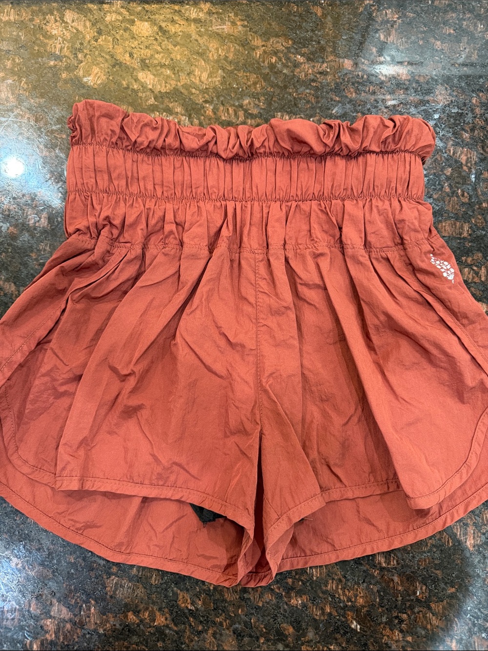 Free People Movement Smocked High-Waist Rust Women’s Shorts